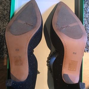 J. Renee Zauna beaded crisscross strap black shoes